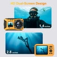 thumbnail image 3 of SEREE 4K 64MP 33FT UHD Underwater Camera for Snorkeling Dual-Screen Compact Waterproof Dustproof Floatable Autofocus Camera with 32GB Card Yellow, 3 of 8