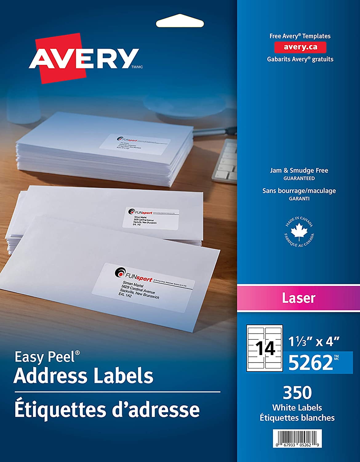 Avery Address Labels with Easy Peel for Laser Printers, 1-1/3