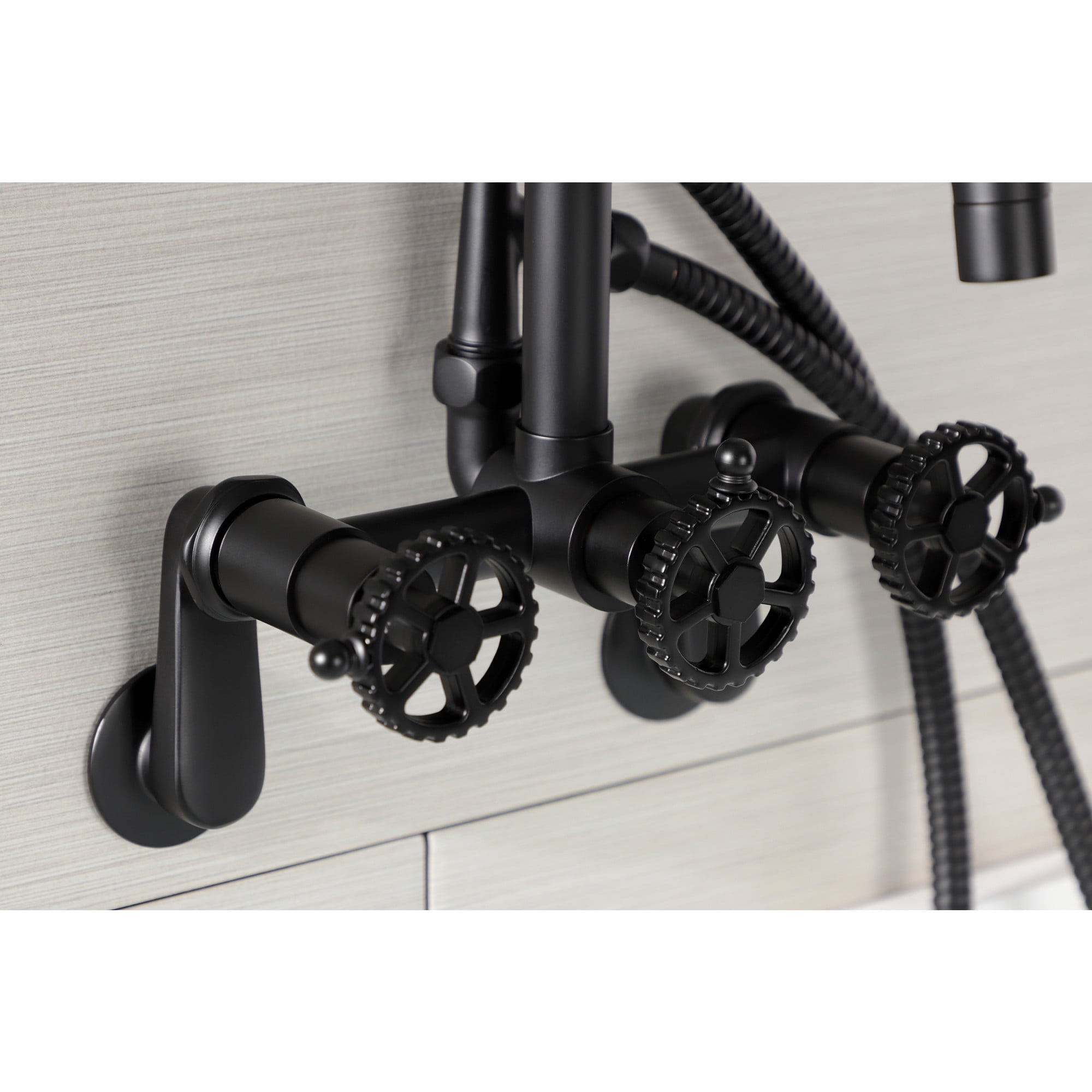 Kingston Brass AE8150CG Fuller 7-Inch Adjustable Wall Mount Clawfoot Tub Faucet, Matte Black