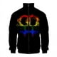 thumbnail image 3 of Chaqueta informal de manga larga con cremallera y cuello alto en 3D para hombre y mujer, con bandera del arcoíris, para lesbianas y gays, moda LGBT, 3 of 5