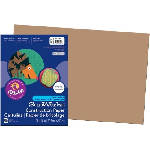 SunWorks, PAC6907, Construction Paper, 50 / Pack, Light Brown