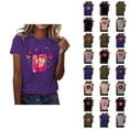 thumbnail image 1 of T-shirts de la Saint-Valentin pour Femmes 2026 Mode Manches Courtes Col Rond Cœur Graphique, 1 of 4
