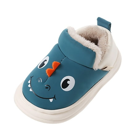 

Kids Fashion Shoes Children Cotton Slippers Boys Cartoon Smlie Dinosaur Bag With Cotton Shoes Household Hair Shoes Baby Middle School Children Cotton Slippers
