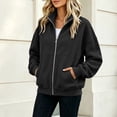 thumbnail image 5 of Edvintorg Jackets for Women Trendy Loose Casual Long Sleeve Coat Zip up Collared Outerwear with Pocket Women Clothing S-2XL Black, 5 of 5