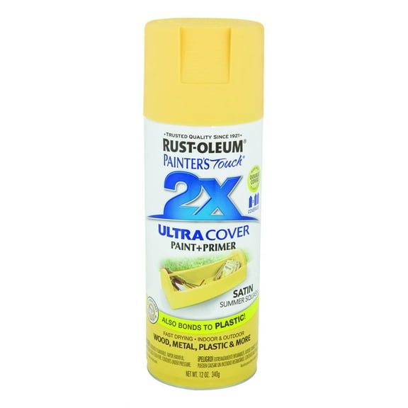 Rust-Oleum 249064 Painter's Touch 2X Ultra Cover Spray Paint, 12 oz, Satin Summer Squash