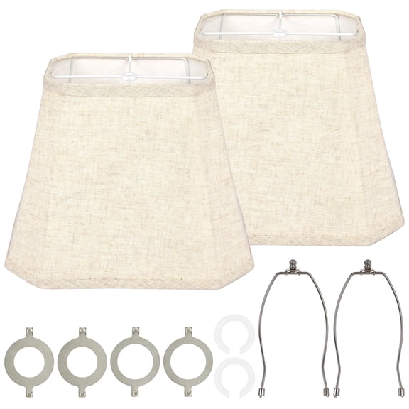 OUTON Beige Lamp Shades for Floor Lamps, Replacement Linen Lampshades for Table Lamps & Bedside Lamps, 9" Top x 14" Bottom x 10.5" High, Easy to Assemble