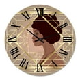 thumbnail image 2 of Designart 'Retro Women In Golden Art Deco Geometrics Ii' Modern Wall Clock, 2 of 5