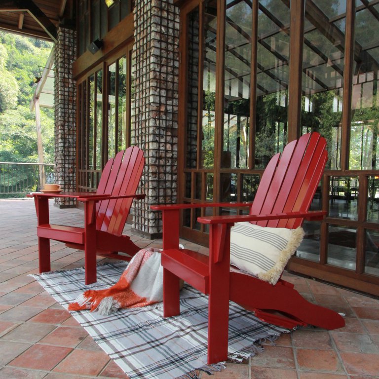 Alston Solid Wood Outdoor Adirondack Chair - Free Tray Table, Red