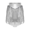 thumbnail image 3 of Doomiva Women's Metallic Booty Shorts Shiny Cheeky High Waisted Fringed Bottoms Hot Pants Silver M, 3 of 5