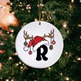 thumbnail image 4 of Black 26 Letter Christmas Tree Hanging Pendant with Reindeer Antler Decorative Balls Santa Hat 3.15" White Acrylic Discs Alphabet Keepsake for Holiday Xmas Winter Decor, 4 of 9
