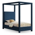 thumbnail image 1 of Bowery Hill Contemporary Navy Linen Textured Fabric Twin Bed, 1 of 9