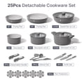 thumbnail image 3 of CAROTE 25 Pcs Ceramic Nonstick Cookware Sets, Pots and Pans Set with Detachable Handles, Oven Safe, Induction Cookware, Stackable Kitchen Cooking Set, Gray, 3 of 6