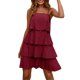 thumbnail image 1 of Vestido sin mangas con volantes de verano 2025 para mujer: minivestido acampanado plisado de gasa, estampado floral, para fiesta/playa/boda, 1 of 8