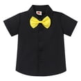 thumbnail image 3 of IBTOM CASTLE Toddler Baby Boys Gentleman Birthday Outfits Necktie Shirt + Suspender + Short Pants Clothes Set for Cake Smash 9-12 Months Black + Yellow, 3 of 6