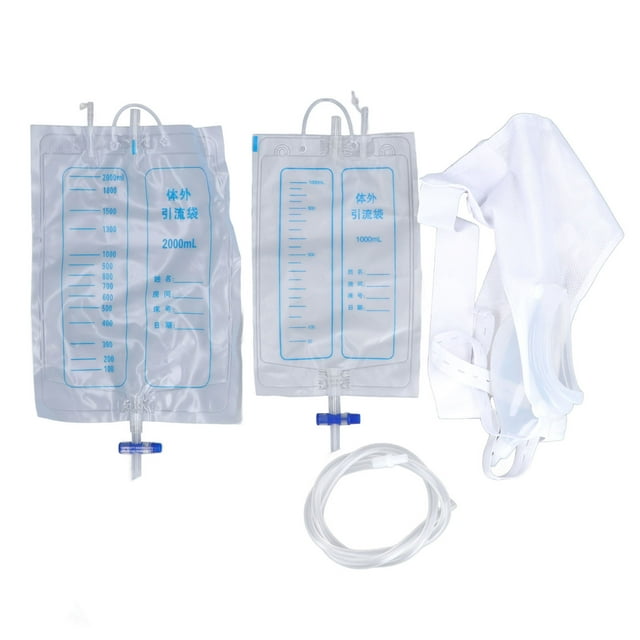 Sistema de bolsa de drenaje urinario, colector de orina portátil de silicona con 2 bolsas de catéter urinario para pacientes de edad avanzada, mujeres embarazadas, tipo 3
