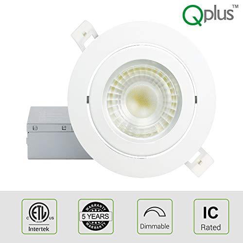 3000K 10 Watts Energy Star and cETLus Certified Dimmable QPlus 3.5 Inch Square Gimbal Recessed LED Pot Light with Junction Box 