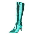 thumbnail image 5 of Mepaouo Knee High Boots for Women Stiletto High Heel Sparkle Zipper Long Tall Chelsea Boots(Green,9.5), 5 of 6