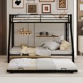 thumbnail image 2 of Leumius Metal Twin over Full Bunk Bed with Trundle, Space Saving Bunk Bed Frame with Ladder and Guardrails for Dorm, Apartment,Black, 2 of 8