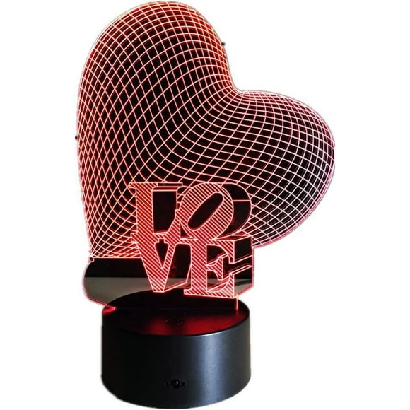 Love Heart 3D Visual Led Night Lights Table Lamp Color Change Bedside Home Lighting Lamparas Gife for Parents or Girlfriend