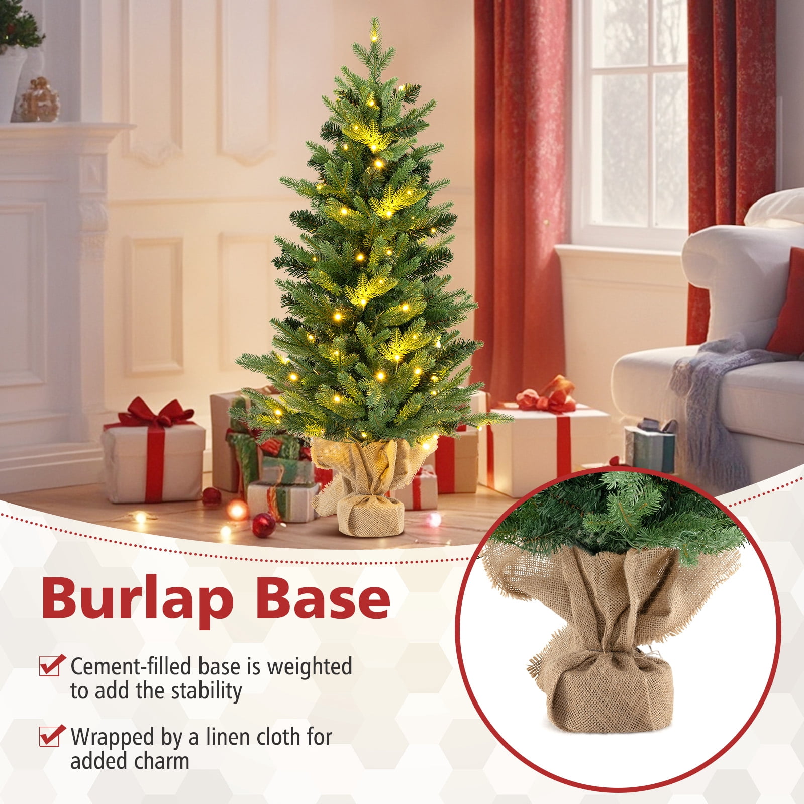 3 Sapins De Noël Miniatures Avec Lumières LED - Décorations De Table, Batterie Incluse - Design Dégradé Brillant - 9