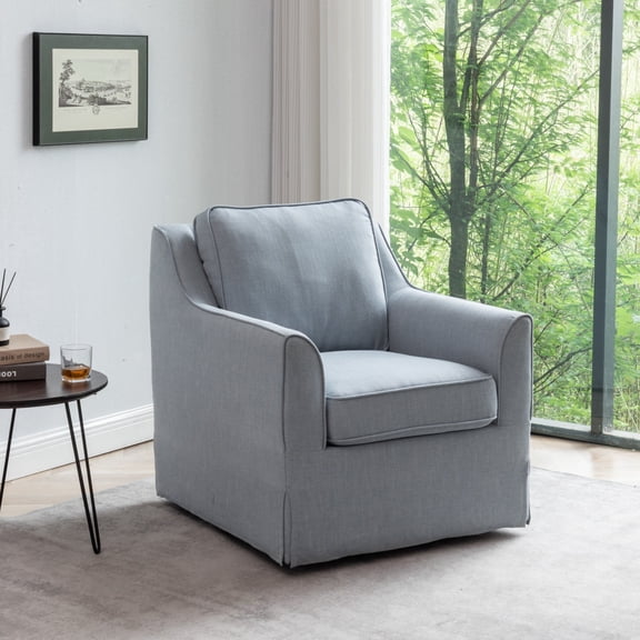 Woodcrest Classic Club Swivel Chair - Light Blue
