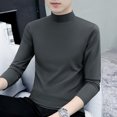 thumbnail image 3 of Camiseta de algodón de manga larga y cuello alto para hombre, ropa interior informal a juego, ropa interior fina con cuello de tendencia de primavera y otoño, 3 of 5