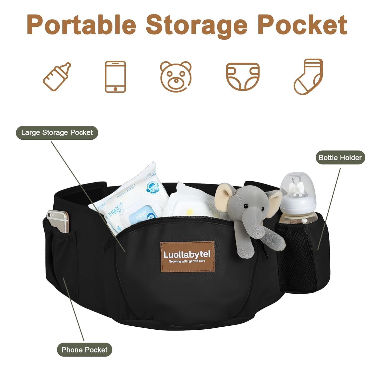 Baby Carrier with Hip Seat, 6-in-1 Baby Carrier Newborn to Toddler, Forward-Facing Carry for Active Babies, Adjustable Detachable Infant Carrier, Hands-Free Baby Holder