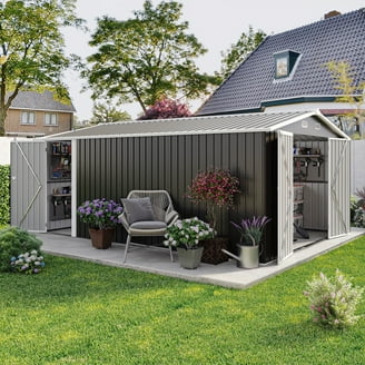 Jocisland, Outdoor Storage Shed, 13.2x21x8 ft, Metal Garage