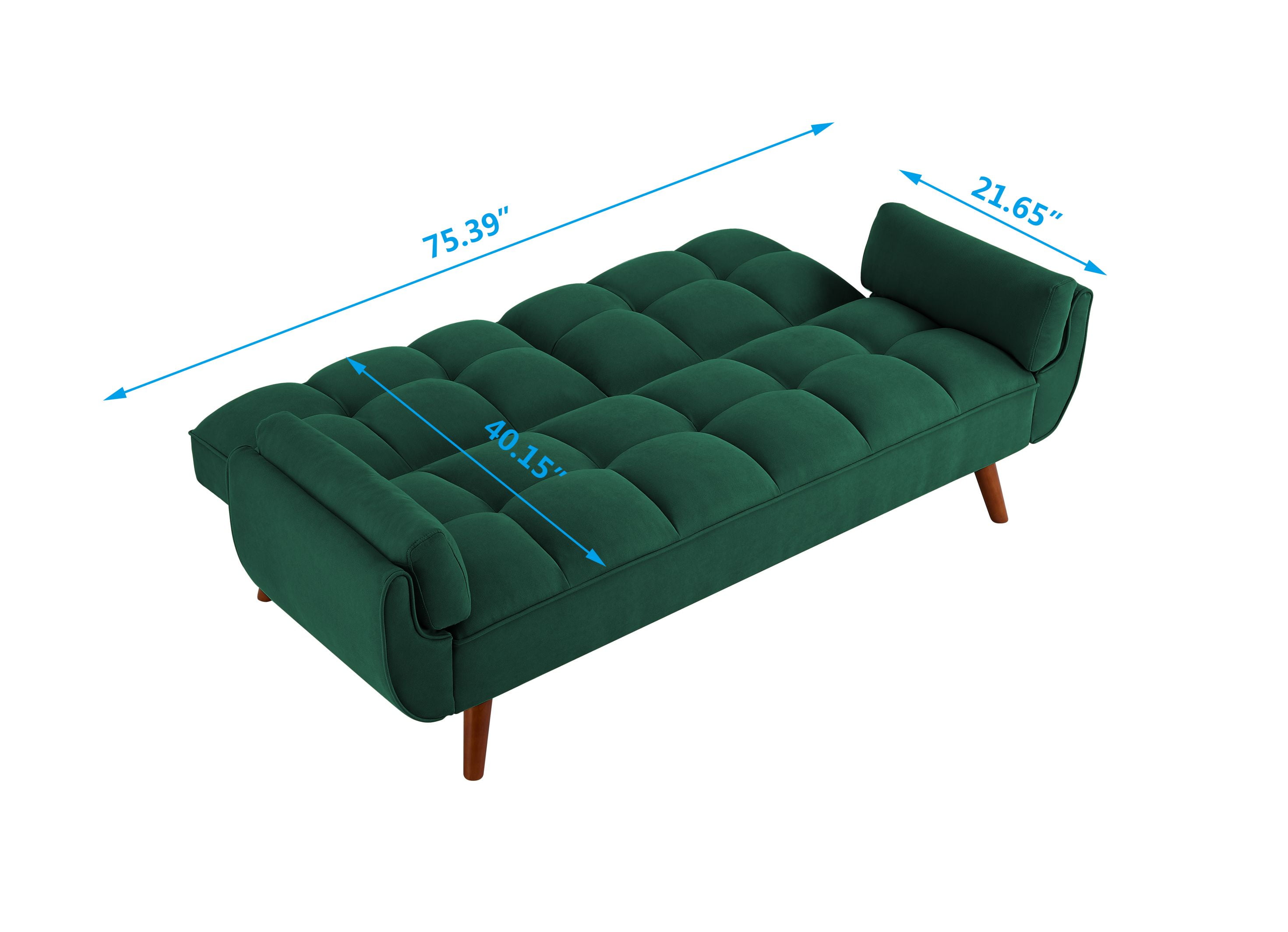 Convertible Sofa Bed, 75 Inches Linen Fabric Upholstered Accent