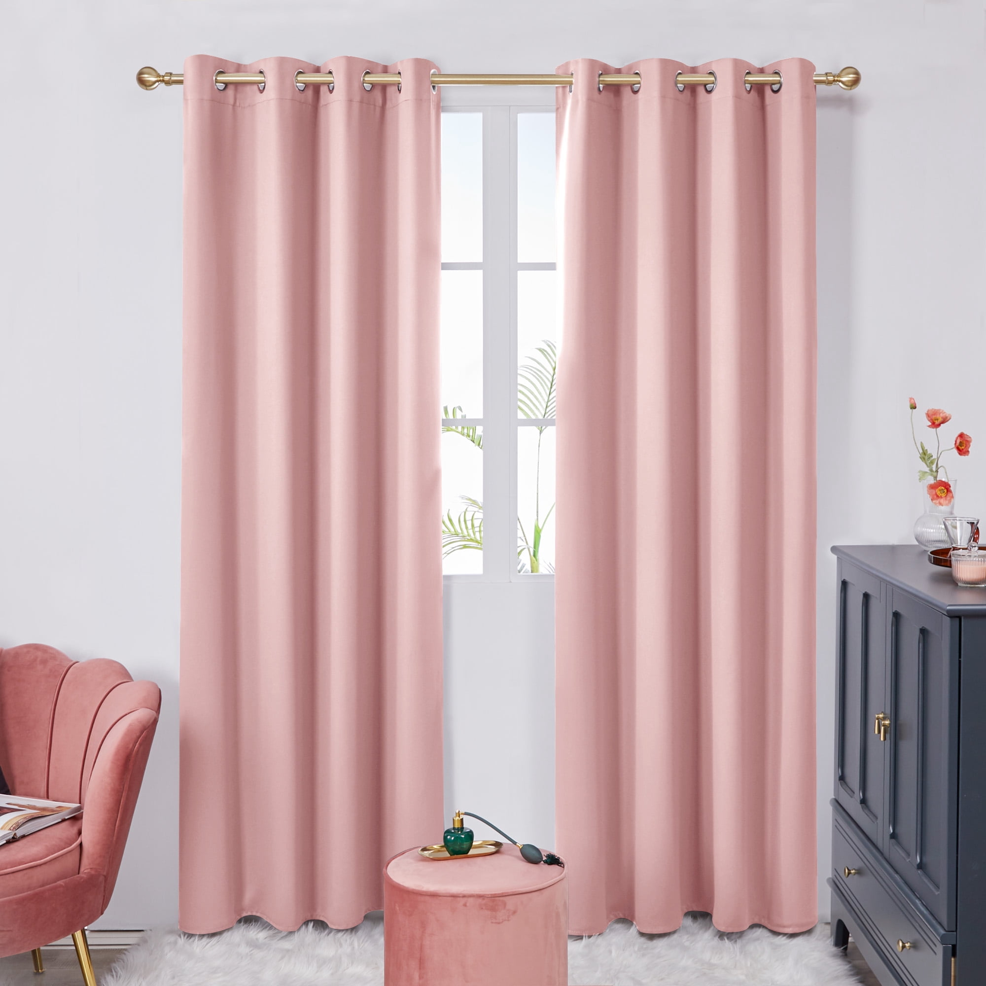 Deconovo Pink Blackout Curtains for Living Room Thermal Insulated Room ...