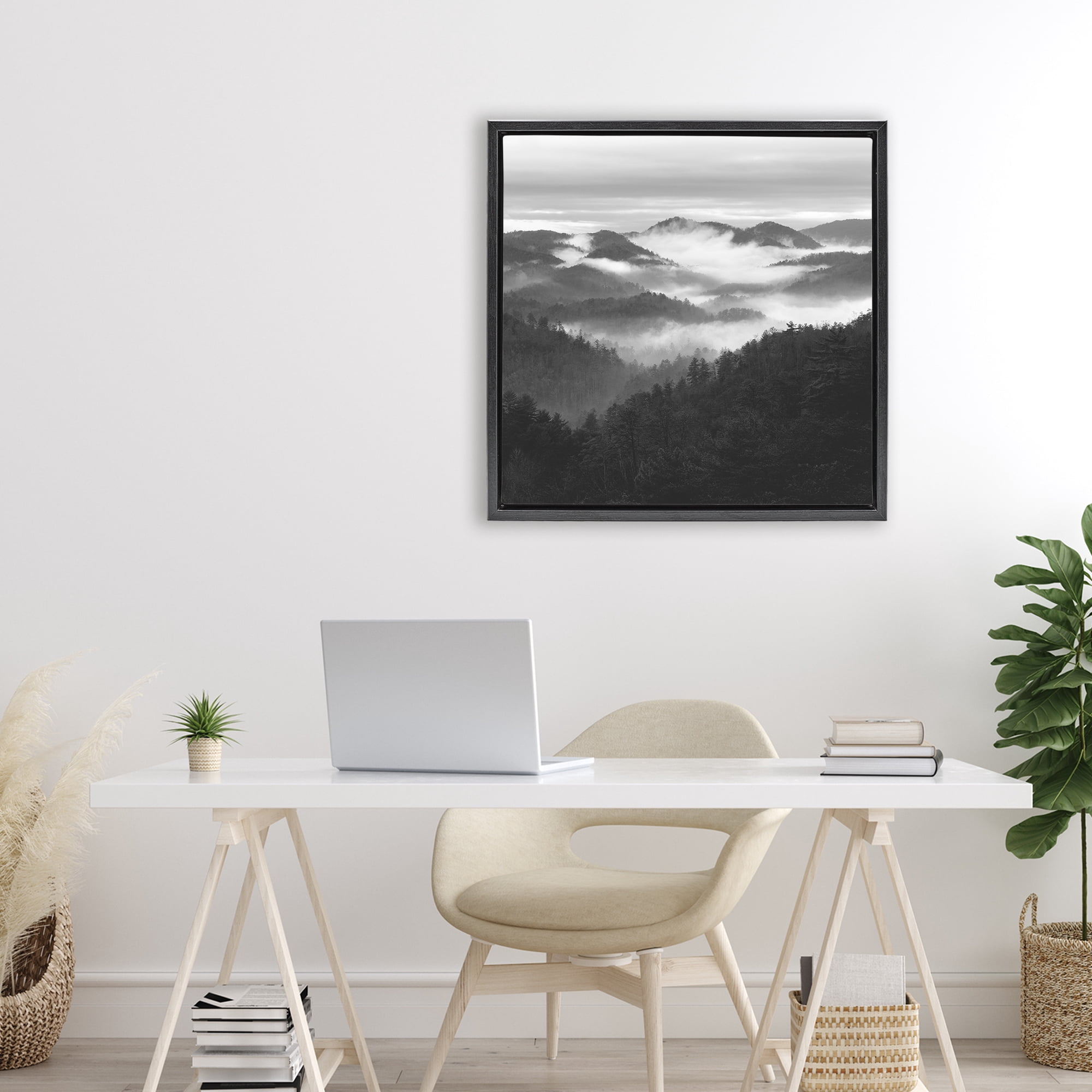 Stupell Industries Smoky Mountains Forest Black Framed Floater Canvas Wall Art, design by Nicholas Bell