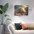 thumbnail image 2 of Gukieu Cute Kitten Water Lilies Print Horizontal Canvas Decorative Painting 12x16 Inch Shrinkage Resistant Frame Hanging Home Wall Art Decor, 2 of 6