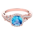 thumbnail image 2 of Aonejewelry 1.50 Carat Cushion Cut Blue Topaz In Center and White Diamond On Side Engagement Ring Women Crafted In 10K Solid Rose White Yellow Gold, 2 of 7