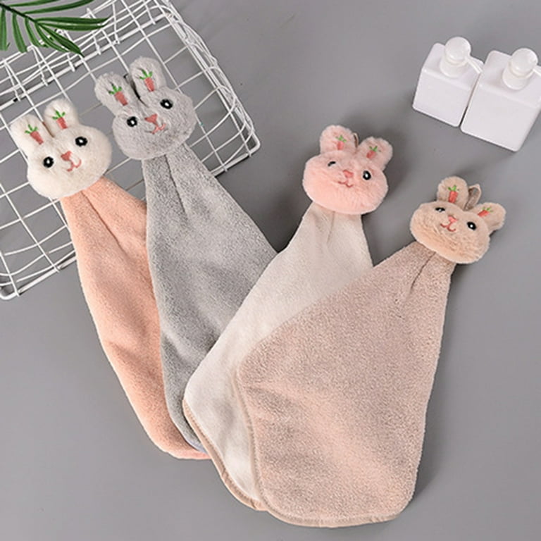 Baby Hand Towel Cartoon Animal Rabbit Plush Kitchen Soft Hanging Bath Wipe Towel  Kitchen Cloth Cotton