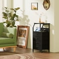 thumbnail image 4 of Tall Night Stand with Charging Station, 4 Drawer Dresser with Storage Shelf, 33 Inch Side Table, Fabric End Table for Closet, Entryway, Dorm, Bedside Furniture, 3 Ways to Use, Black Oak, 4 of 18