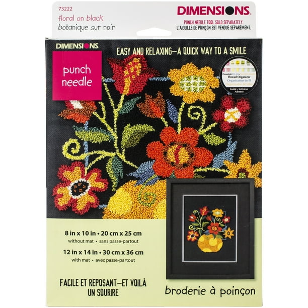 Floral sur Aiguille à Poinçon Noir Kit-8"X10"