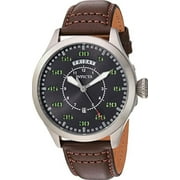 Invicta Men's 22973 Aviator Brown Genuine Leather Charcoal Dial Stainless Steel Watch
