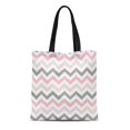 thumbnail image 1 of NUDECOR Toile Fourre-Tout Rose Gris Chevron Zigzag Modèle Beige Abstrait Belle Beauté Durable Réutilisable Sac d'Épicerie Épaule, 1 of 1