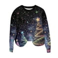 thumbnail image 4 of Craaazy Women's Christmas Colorful Print Shirts Round Neck Loose Long Sleeve Sweatshirt Top Gifts, 4 of 5