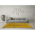 thumbnail image 3 of Ahgly Company Machine Washable Indoor Round Abstract Yellow Contemporary Area Rugs, 4' Round, 3 of 4