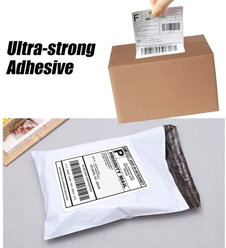 SJPACK 4" x 6" Fanfold Direct Thermal Labels - White Shipping Mailing Postage Labels, Perforated, Permanent Adhesive(4 Stacks - 4000 Labels)