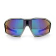 thumbnail image 5 of Boys Child Size Wrap Shield Aerodynamic Sport Plastic Sunglasses Silver - Teal Mirror, 5 of 8