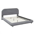 thumbnail image 6 of Full Size Platform Bed with Curve-shaped Headboard, Teddy Fleece Upholstered Bed Frame with Thick Fabric and Solid Frame for Bedroom, Easy Assembly, No Box Spring Needed, Gray, 6 of 7