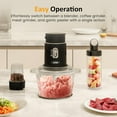 thumbnail image 2 of Sunvivi Electric Food Chopper, 4 in 1 Small Food Processor for Grinding Meat, Peeling Garlic & Juicing, 2 Speed Blender and Food Grinder Combo with 1.5L Glass Bowl & 2 Cups (0.4L+0.2L), Black, 2 of 8