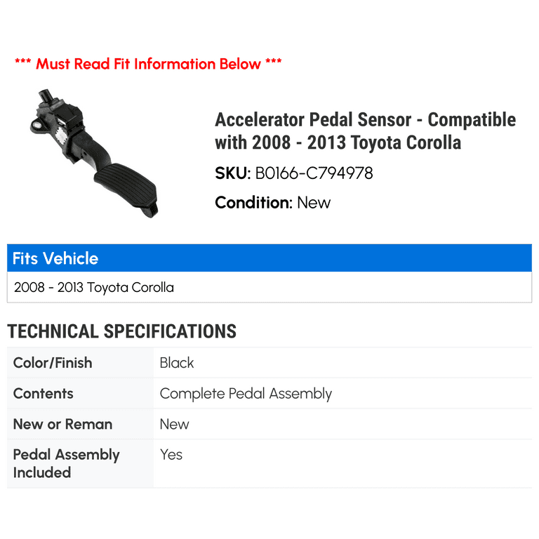 acelora様用 Amazon.com: TOYOTA 78110-0C012 Accelerator Pedal Sensor