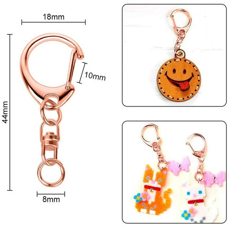 Suuchh 50pcs Swivel Lanyard Snap Hook with Key Rings, Metal Hooks Keychain Hooks for Lanyard Key Rings Crafting, Lobster Clasp for Resin Charm, (Rose