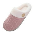thumbnail image 2 of Women's Slippers Winter Slip on Fuzzy House Slippers Memory Foam Scuff Outdoor Indoor Warm Shoes with Faux Fur Lining, US 7.5 Pink, 2 of 4