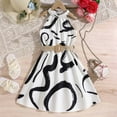 thumbnail image 2 of THDHVS Girls' Dresses,Girls Summer Dress,Summer Girls Popular Hanging Neck Dresses Fashion Print Sleeveless Round Neck Dresses White 11-12 Years, 2 of 7