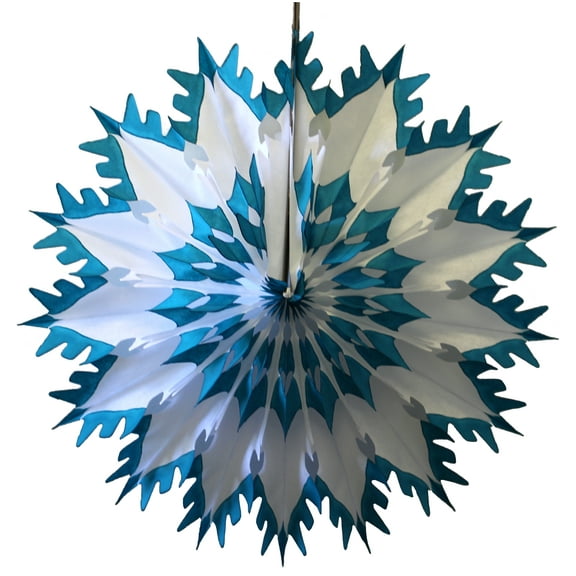 6-Pack Devra Party 19 Inch Tissue Paper Snowflake Decoration, Teal Green Tip