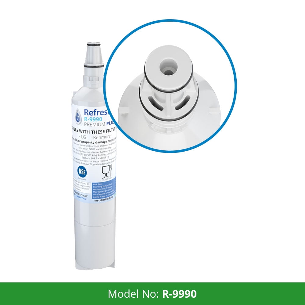 3 x lg 5231ja2006a, lg 5231ja2006b, lg lt600p premium refrigerator water filter by refresh / also for kenmore 46-9990, 9990, 469990